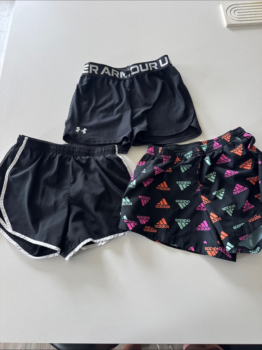 Girl’s Nike, Under Armour and Adidas Athletic Shorts Bundle Pack of 3